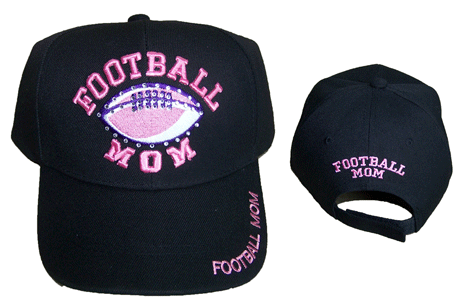 Football Mom Baseball Caps Hats Embroidered with Rhinestones image