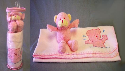 Baby Gift Sets - 3Pc Blanket, Plush Toy & Bag ( # AT-4519B) image