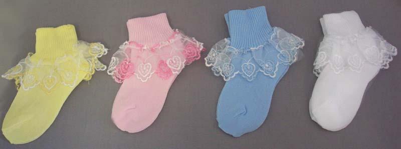 Baby Frilly Laced Socks  - In Soft Colors -  ( # M-1083-1) image