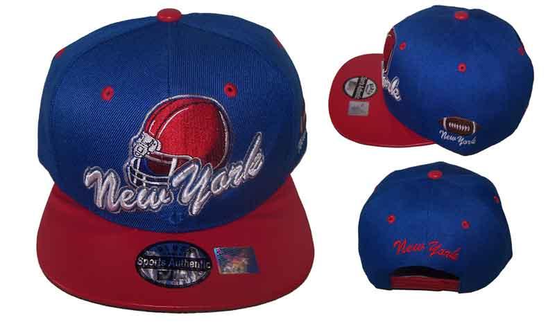 Football Snap Back Flat Brim Embd Baseball Caps - New York image