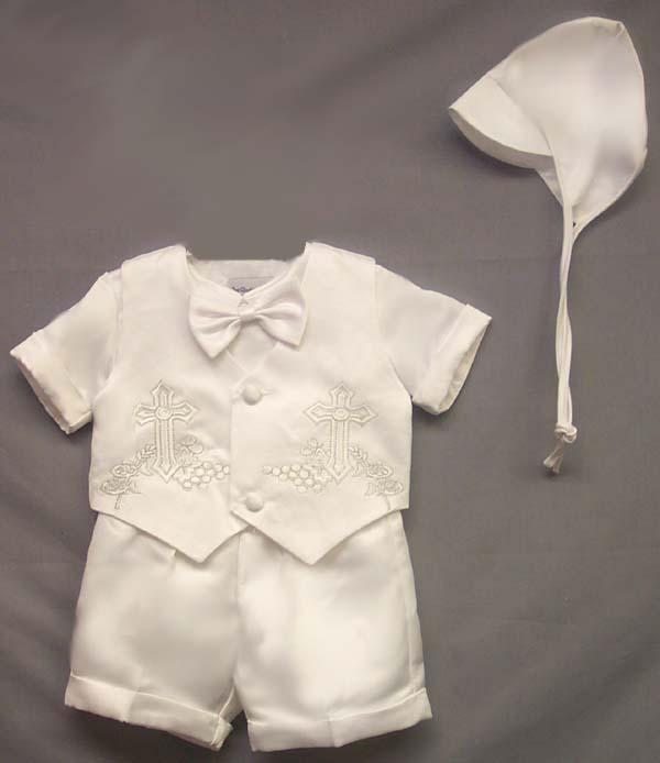 5Pc Boys Christening Short Sets - Silver Embroidery (Sizes: 2-4) image