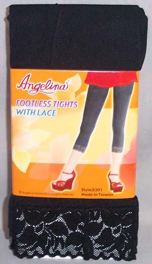 "Angelina" Womens Footless Laced Tights - In Color ( # 8301/06) image