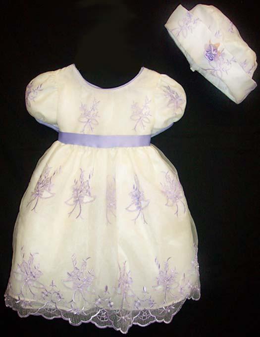 "Michele" Girls  Dress & Matching Hat.  Sizes: 6 Mo-4T- Pink image