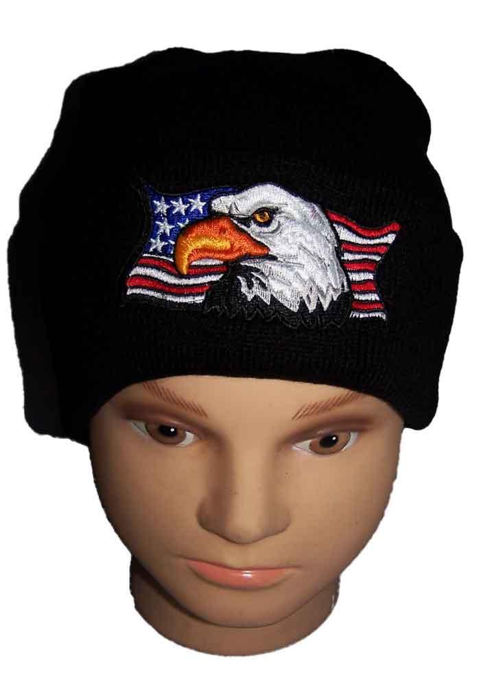 "Eagle & US Flag" Embroidered Knitted Beanies Winter Caps image