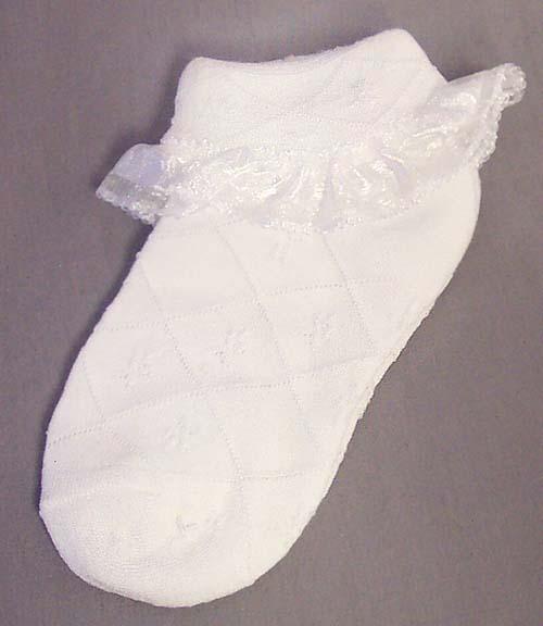 Infant Embroidered Socks With Lace - White  ( # GNS2032/White) image