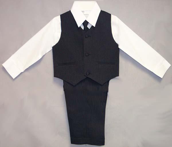 "Bruce" Boys 4Pc Pin-Striped Slacks Sets - Navy Color (2-4) image