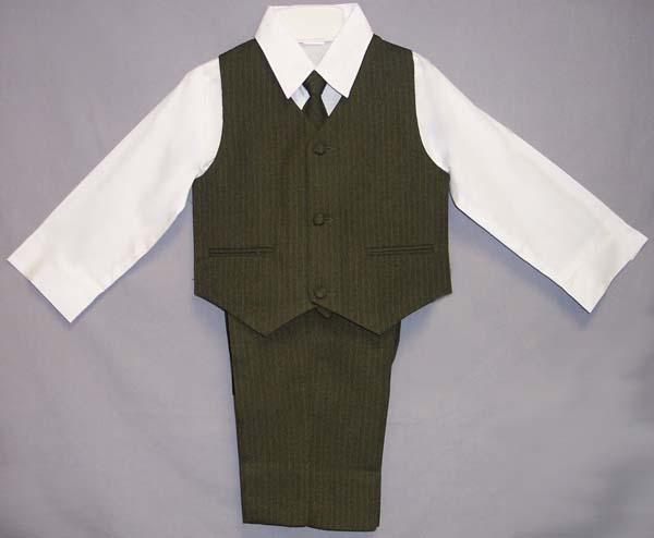 "Bruce" Boys 4Pc Pin-Striped Slacks Sets - Sage Color (1-7) image