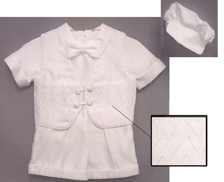 Boys 5Pc White Christening Short Sets- Sizes: 9-14 Mos. ( # 5864) image