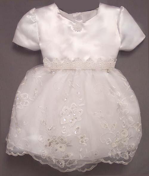Girls White  Fancy Dress With Sequins (Sizes: 9-24 Mos) image