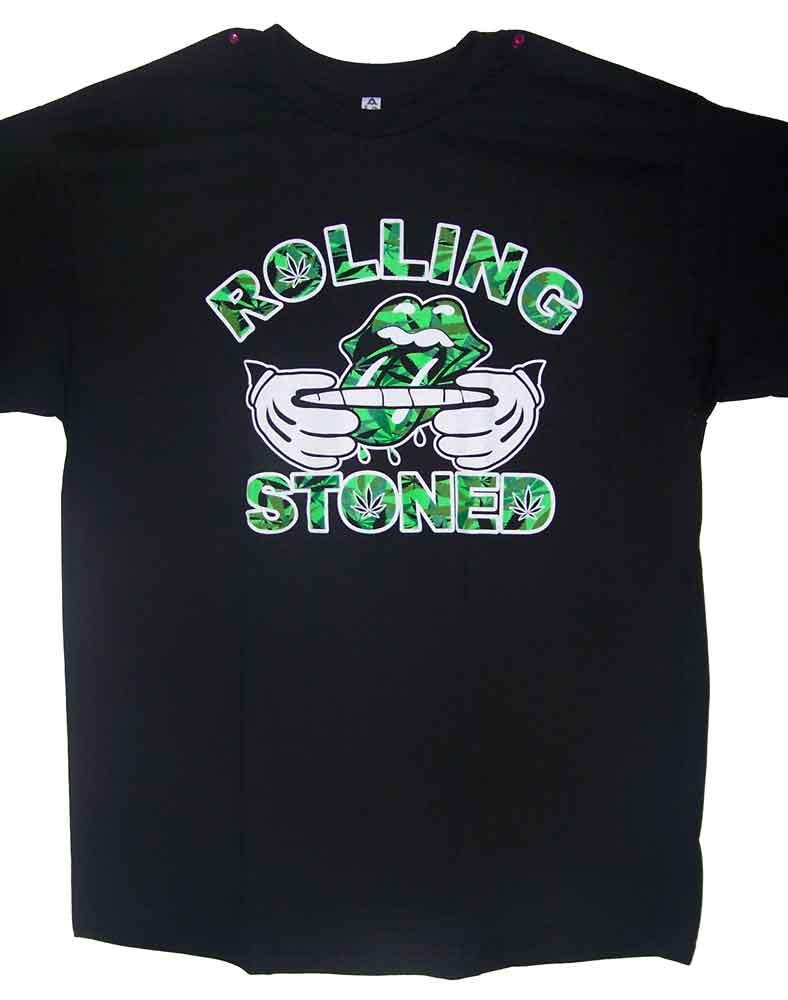 Marijuana Weed US Screen PrintedT-Shirts - Rolling Stoned - Green image