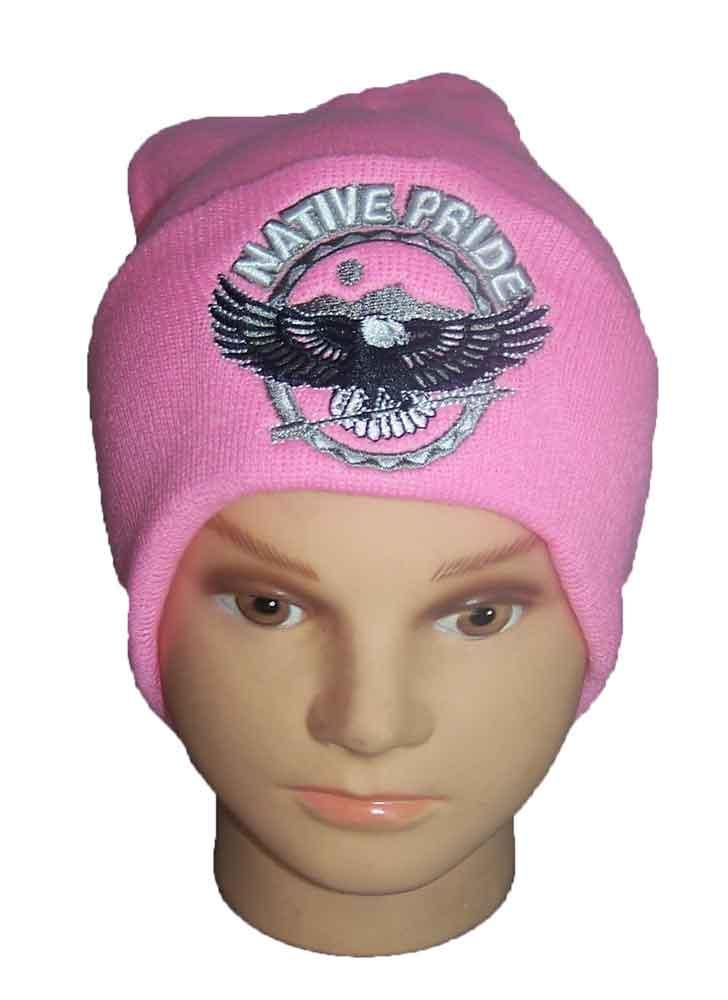 Pink Native Pride Embroidered Beanies Winter Caps - Flying Eagle image