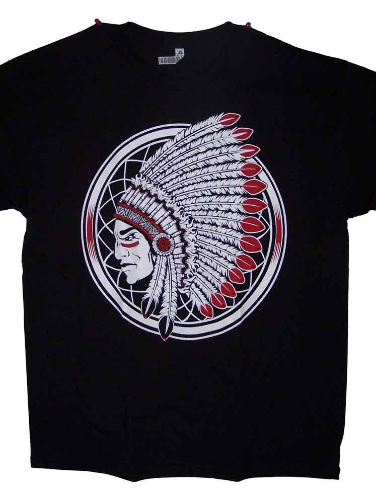 Native Pride Black US Screen Printed T-Shirts - Indian Chief image