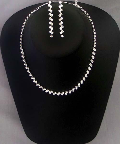 Rhinestones - 3Pc Earrrings & Necklace Set image