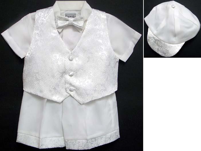 "Camilo" Boys 5Pc Christening Short Sets. Sizes: 9-24 Mos. image
