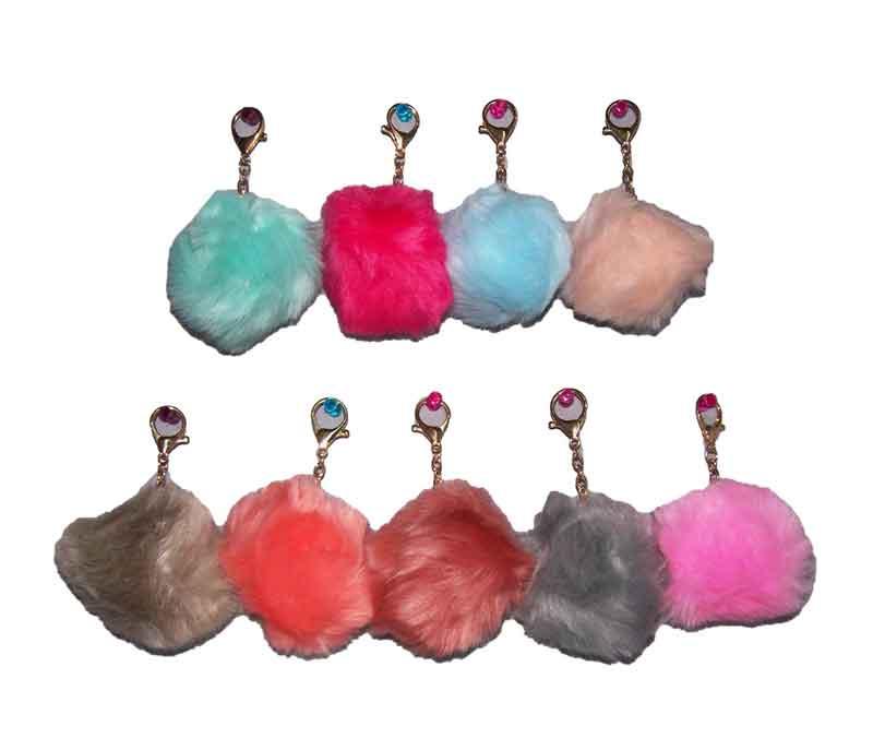 Pompom Faux Fur Key Chains Key Rings image
