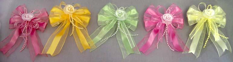 Girls Hand-Made Hairbows With French Clips - Bright  Colors image