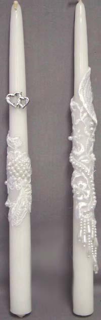 Embellished White Candles - 12" Long image