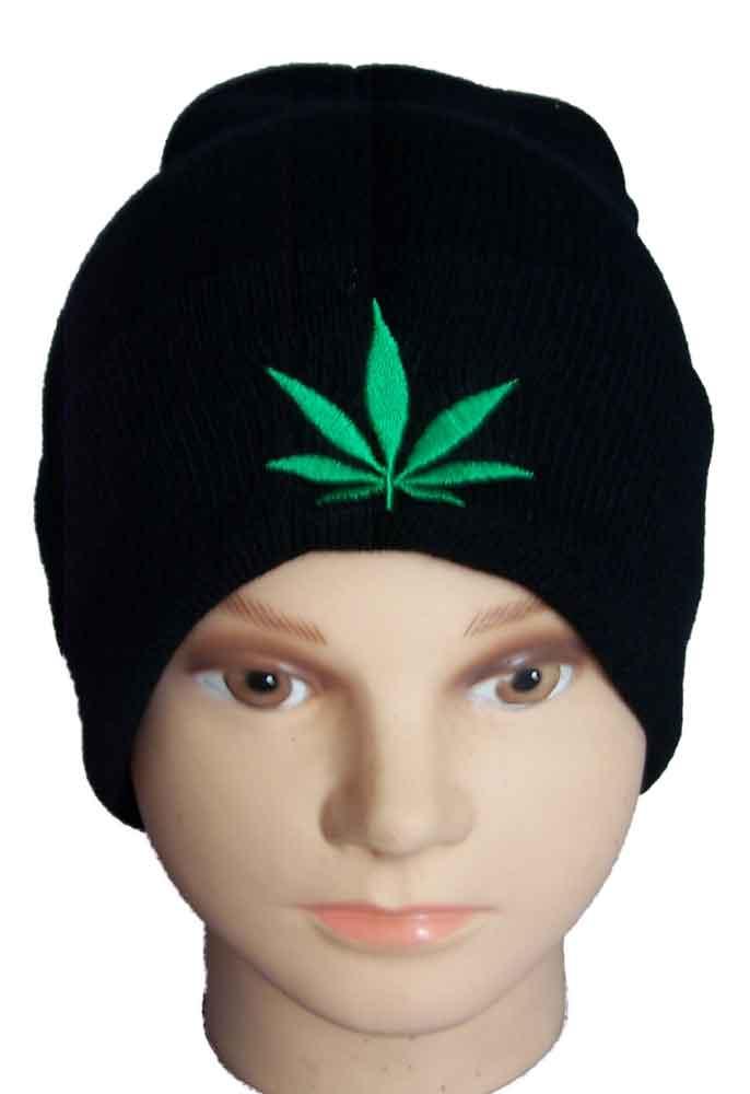 Marijuana  Beanies Weed  Beanies - Winter Caps -  Embroidered image