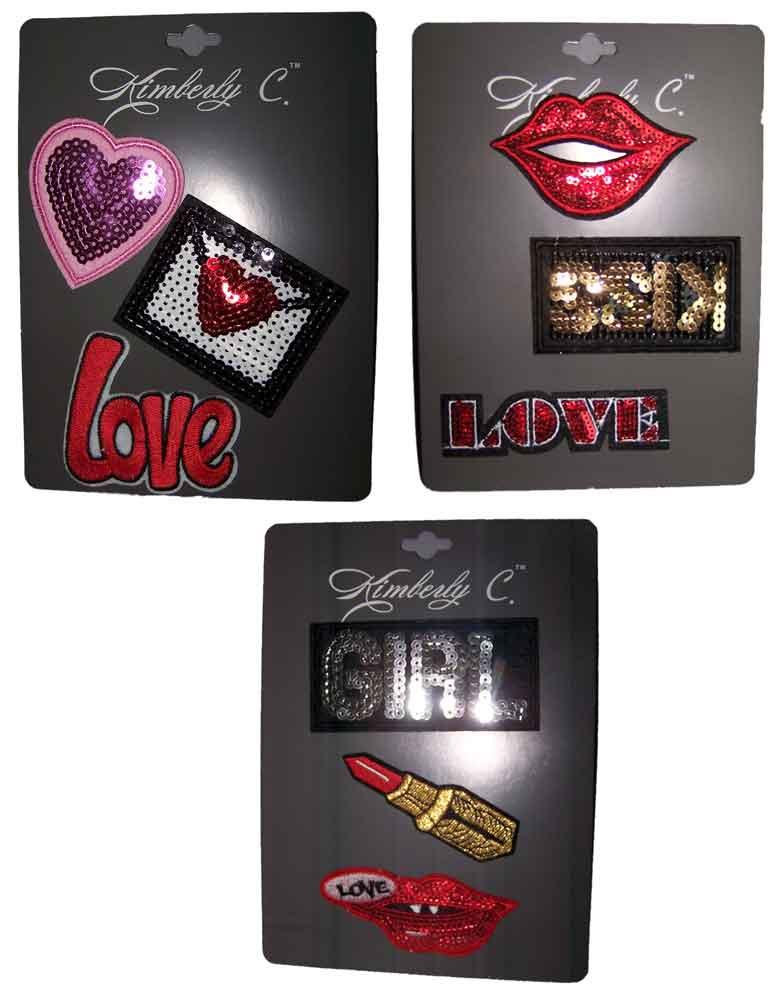 Assorted Sequins Patches Heart Lips Love image