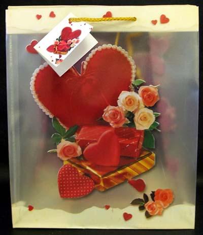 Gift Bags - Translucent (Plastic) - Hearts.  Size: Medium image