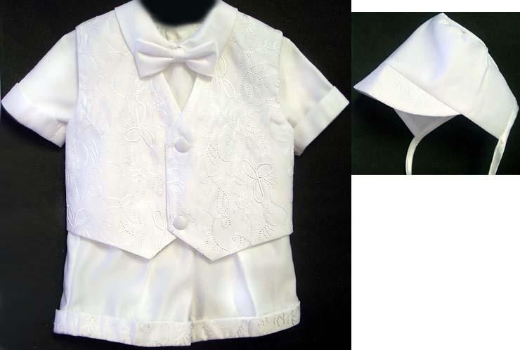 Boys 4Pc Christening Short Sets. Sizes: 9 - 24 Mos. image