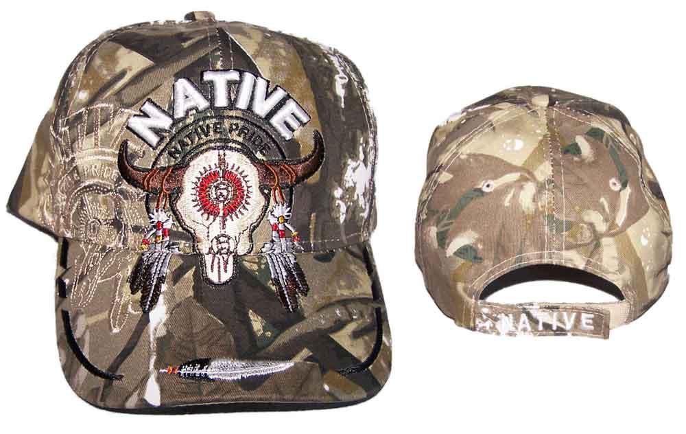 Bull Head Ntive Pride Baseball Caps Embroidered - Camo Color image