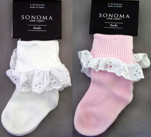 "Sonoma"  Girls Socks With Lace (Size: 3-12 Months) image