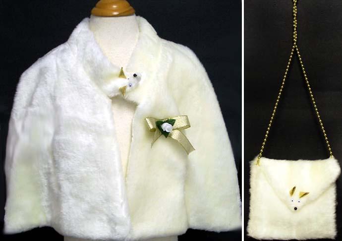 Girls 2Pc Faux Fur Cape & Matching Handbag ( # 451) image