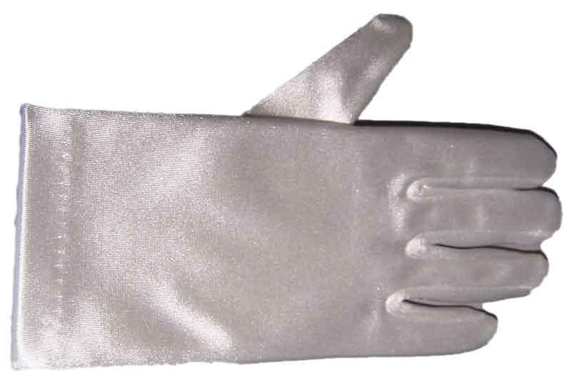 Girl's White Satin Gloves - Wrist Length - White Color Size: 0-3 image