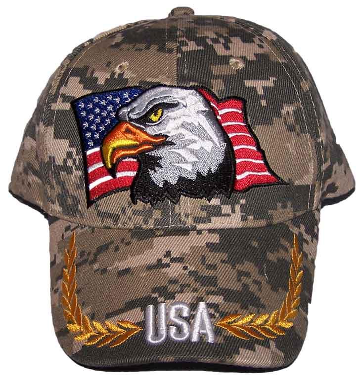 USA Eagle & US Flag  Patriotic Baseball Caps Embroidered image