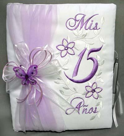 "Quincenera" Embroidered Guestbook With Butterfly image