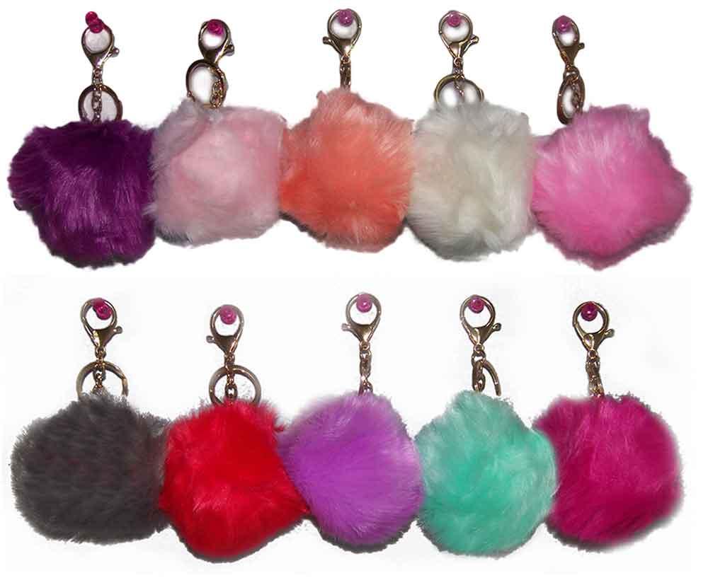 Pompom Faux Fur Key Chains Key Rings image
