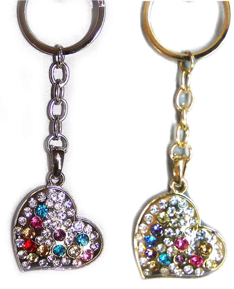 Key Chains Purse Bag Fob Charm Hearts w/ Faux Gem Stones image