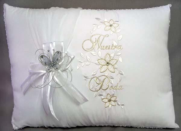 "Nuestra Boda" Embroidered Pillows With Butterfly image