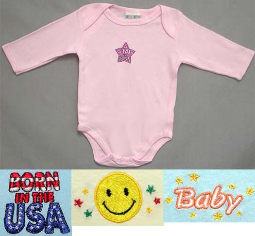"Hello Kids" Long Slvs Embroidered Onesies -  ( # 997401) image