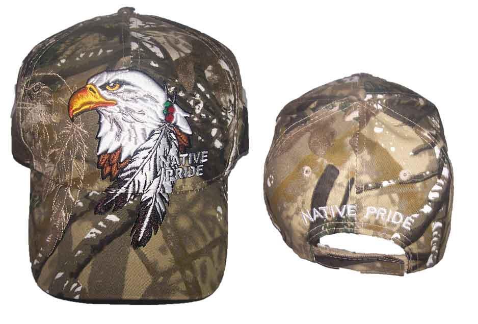 Eagle & Feathers Native Pride  Embroidered Baseball Caps - Camo image