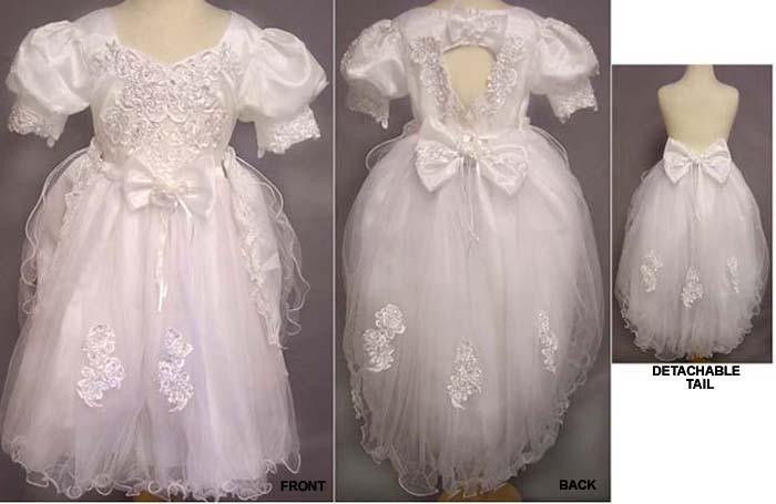 2Pc Girls Long Formal White Dress  - Sizes: 12 Thru 18 image