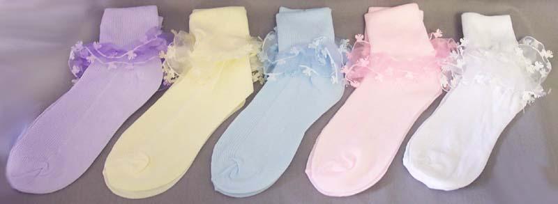 Socks Girls Frilly Socks With Butterfly Lace - In Color image
