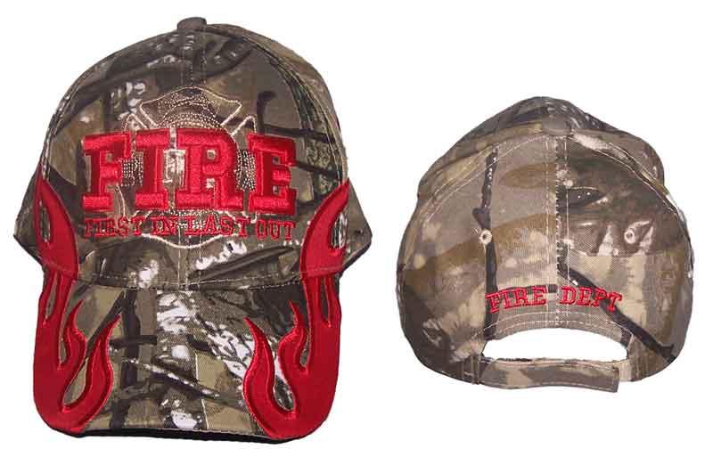 Fire Fighter Department Embroidered Baseball Caps -First in Last image