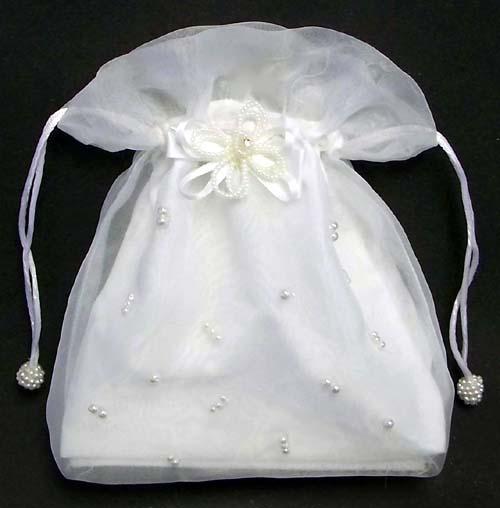 White Bridal Purse  - Communion Purse - Jeweled image