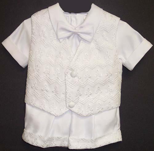 Boys 4Pc White Dressy Short Sets - Sizes: 9 - 24 Mos. ( # 5914) image