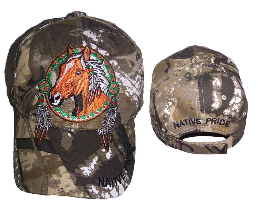 Horse & Medicine Wheel  Native Pride   Baseball Caps - Camo Color image