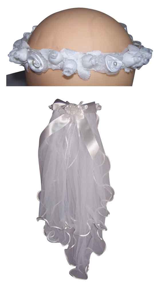 White Communion Veils With Floral Crown image
