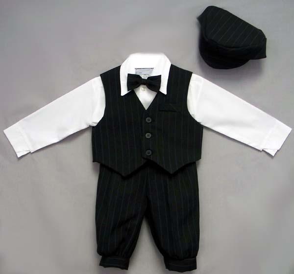 Boys 5Pc Pin-Striped Knicker Sets - Black Color (9-24 Mos) image