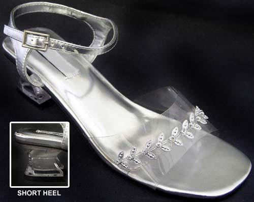 Womens Low Heels  Clear Evening Shoes With Rhinestones image