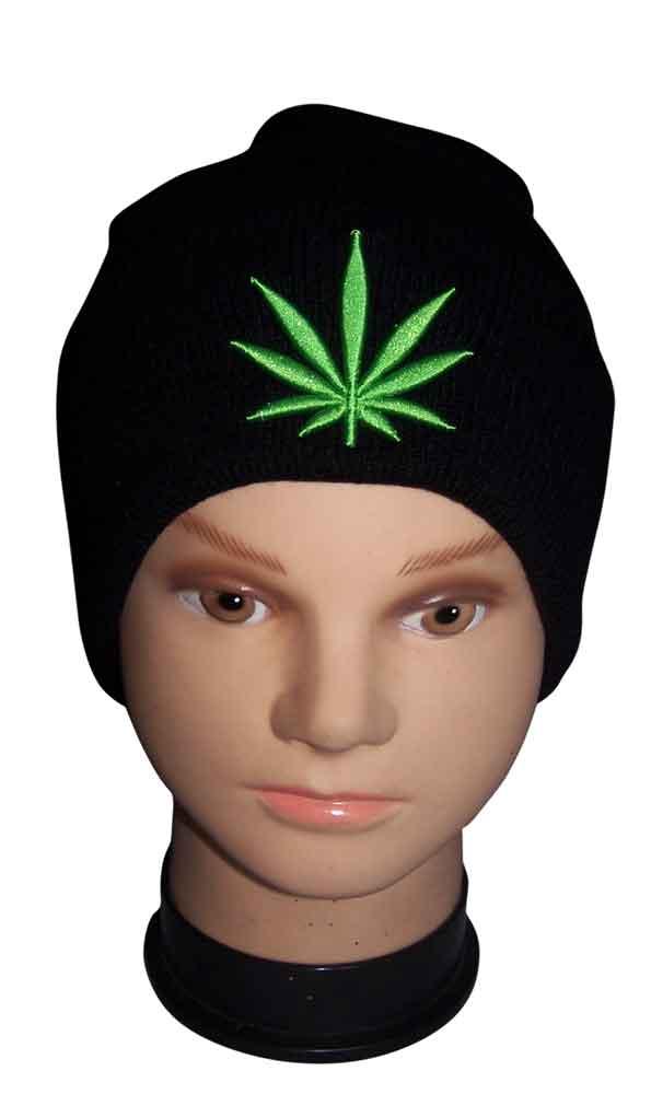 Marijuana Weed Cannabis Embroidered  Beanies Winter Caps image