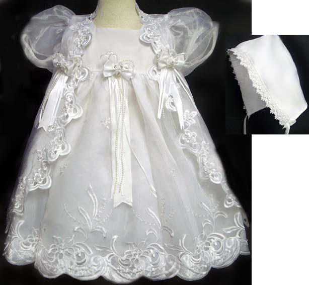 Girls Christening Dress With Cape & Bonnet  (Sizes: 0-2) image