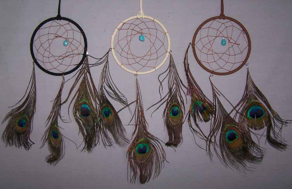 Hand Made Dream Catchers With Peacock Feathers image