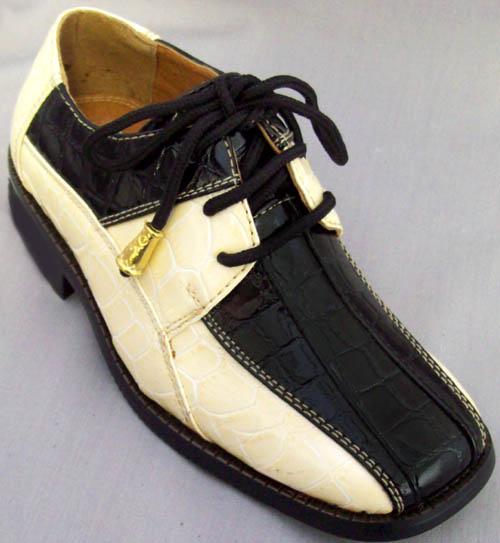 Boys 2Tone Imitation Crocodile Leather Shoes - Sizes: 9-5 image