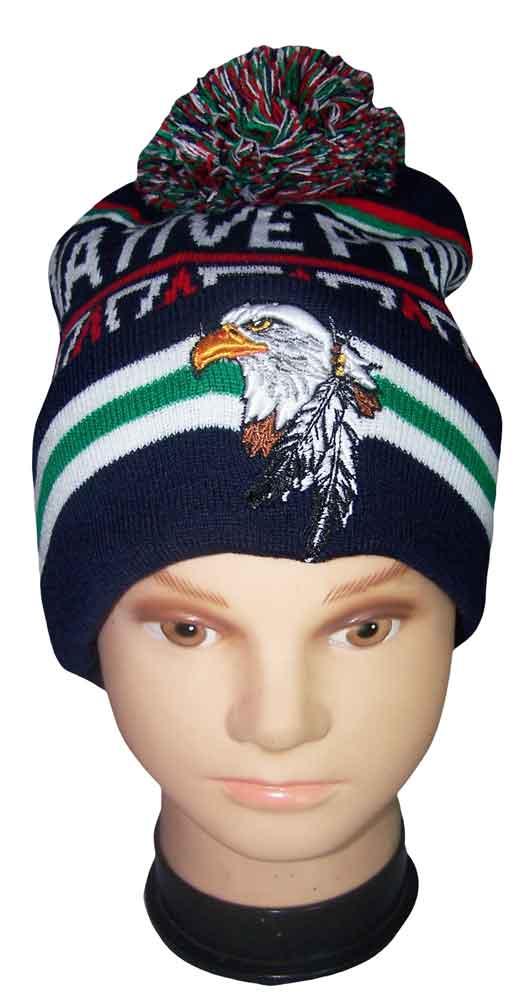 Native Pride Embroidered Beanies Winter Caps - Eagle Feather image